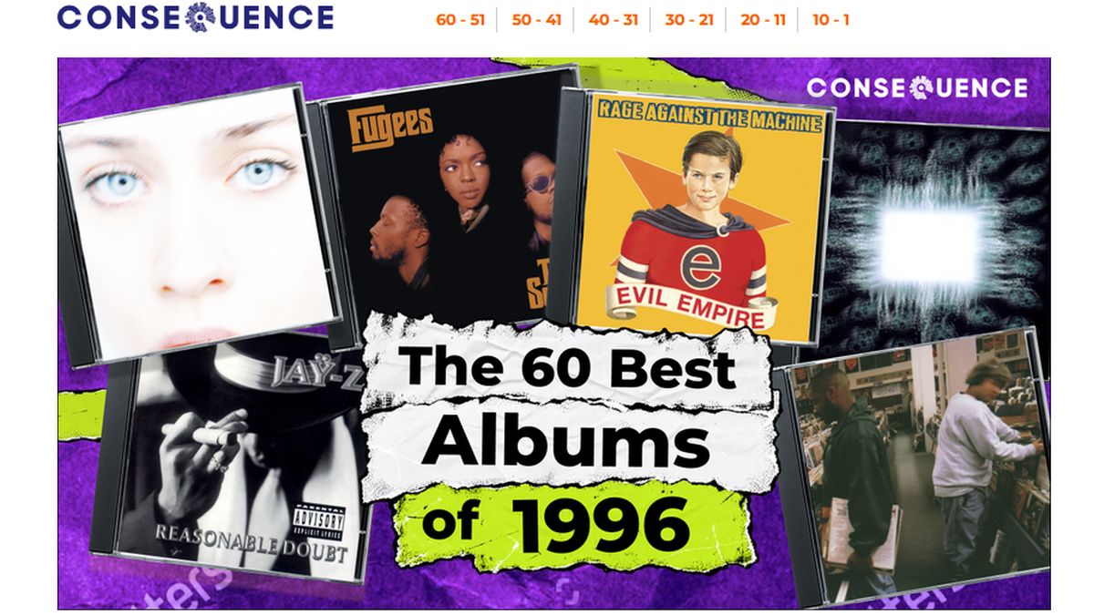La classifica dei 60 migliori dischi del 1996, secondo Consequence